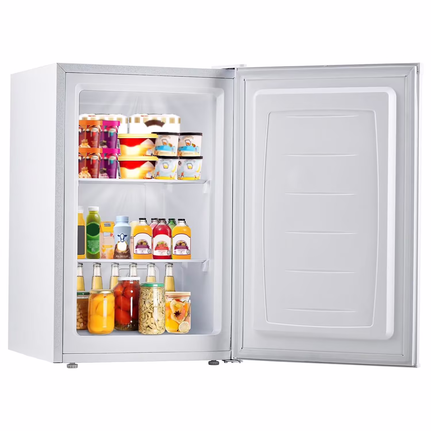 M optimized Upright Freezer, 3.0 Cu.Ft. Compact Mini Freezer with Reversible Single Door, 7 Adjustable Thermostat & 3 Removable Shelves, for Apartment, Dorm, Home, Office