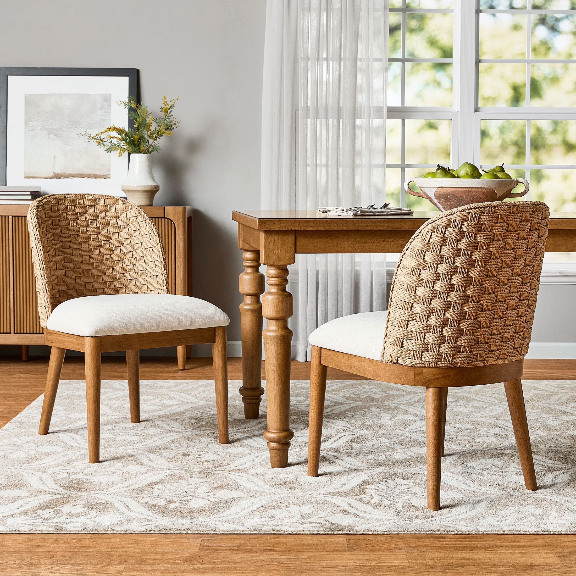 2026 NewMy Texas House Saylor Farmhouse Dining Chair Set, Natural Wood, Set of 2