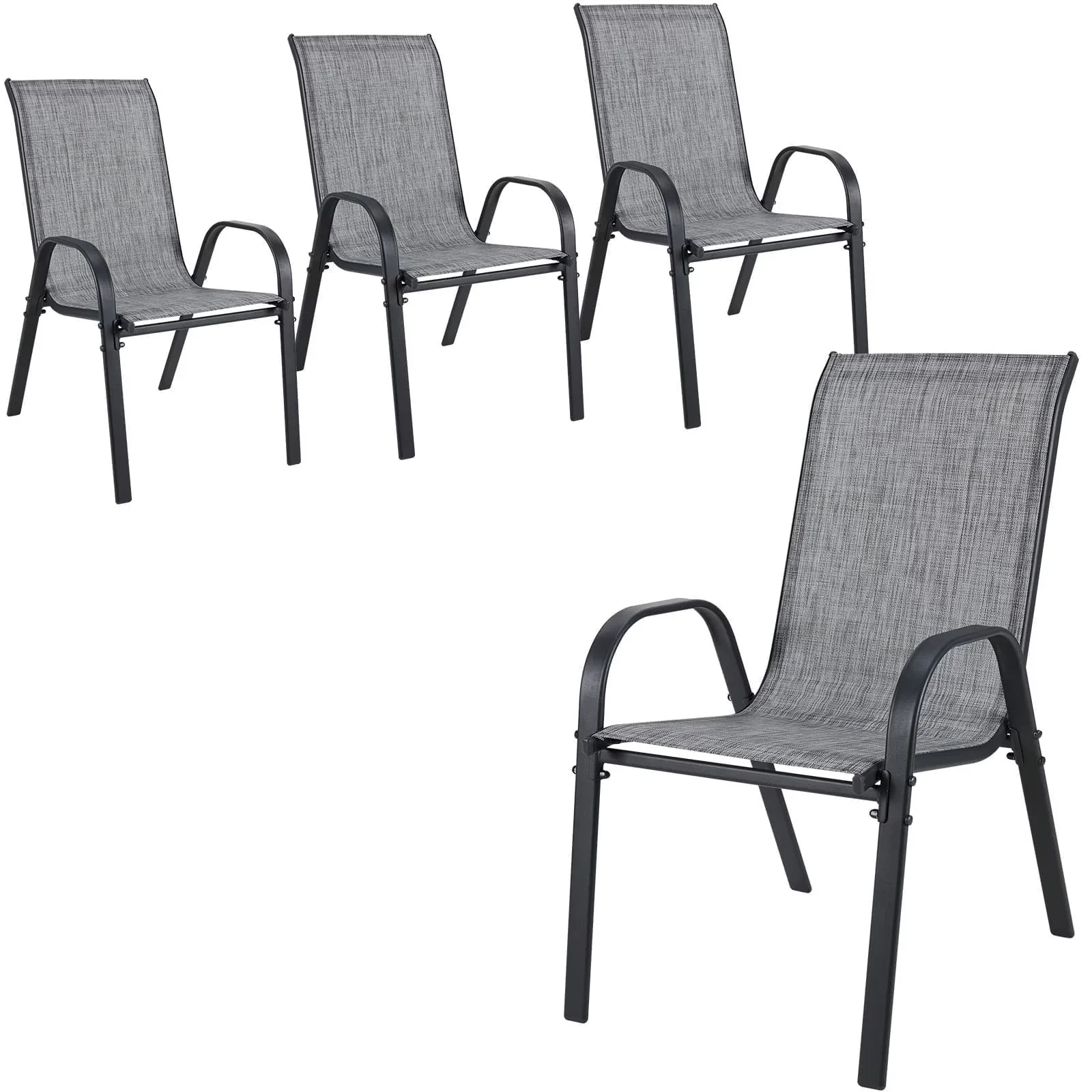 2026 NewPirecart Set of 4 Patio Dining Chairs, Textilene Outdoor Stacking Chairs for Poolside, Backyard, Garden