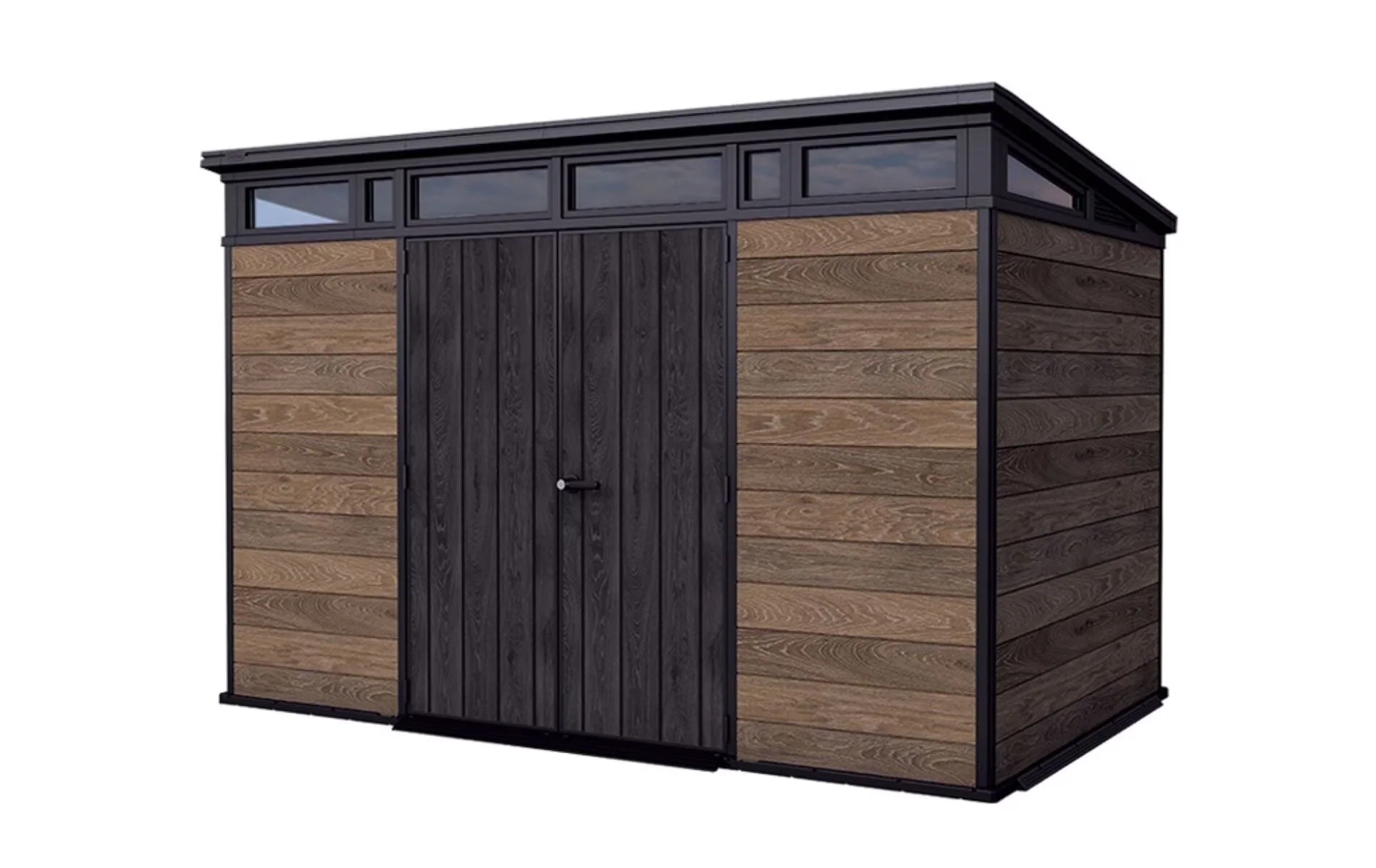 2026 NewKeter Signature 11x7 ft. Durable Resin Outdoor Storage Shed With Heavy Duty Floor and Locking Door, Walnut