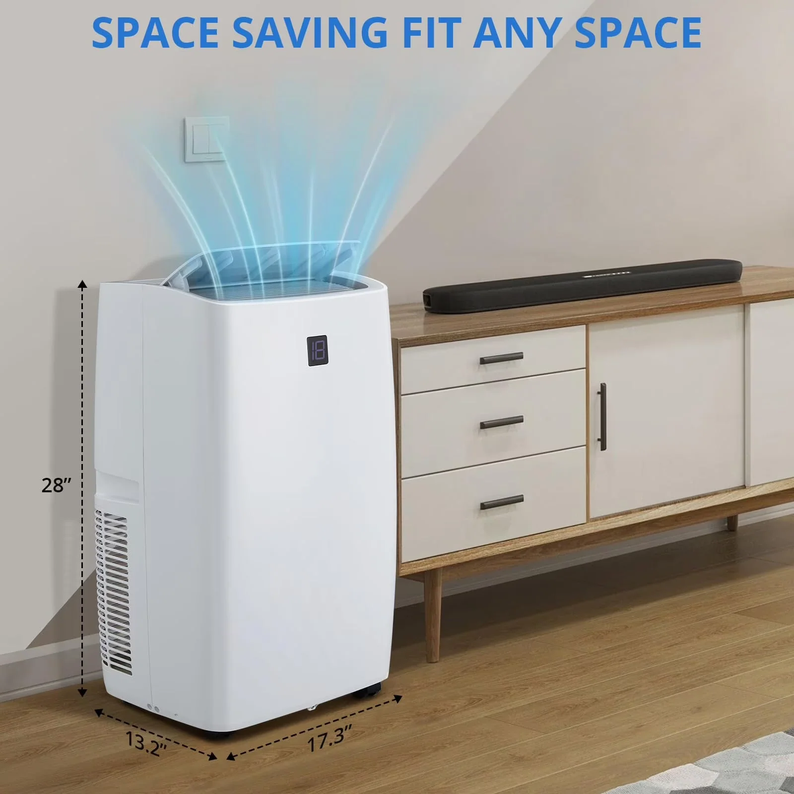 2026 NewTROPOW 14000BTU Portable Air Conditioners Cool Up to 750 Sq.Ft, 4 in 1 Portable AC Unit with Remote Control/Dehumidifier/3 speeds fan/Sleep Mode for living room, bedroom, office