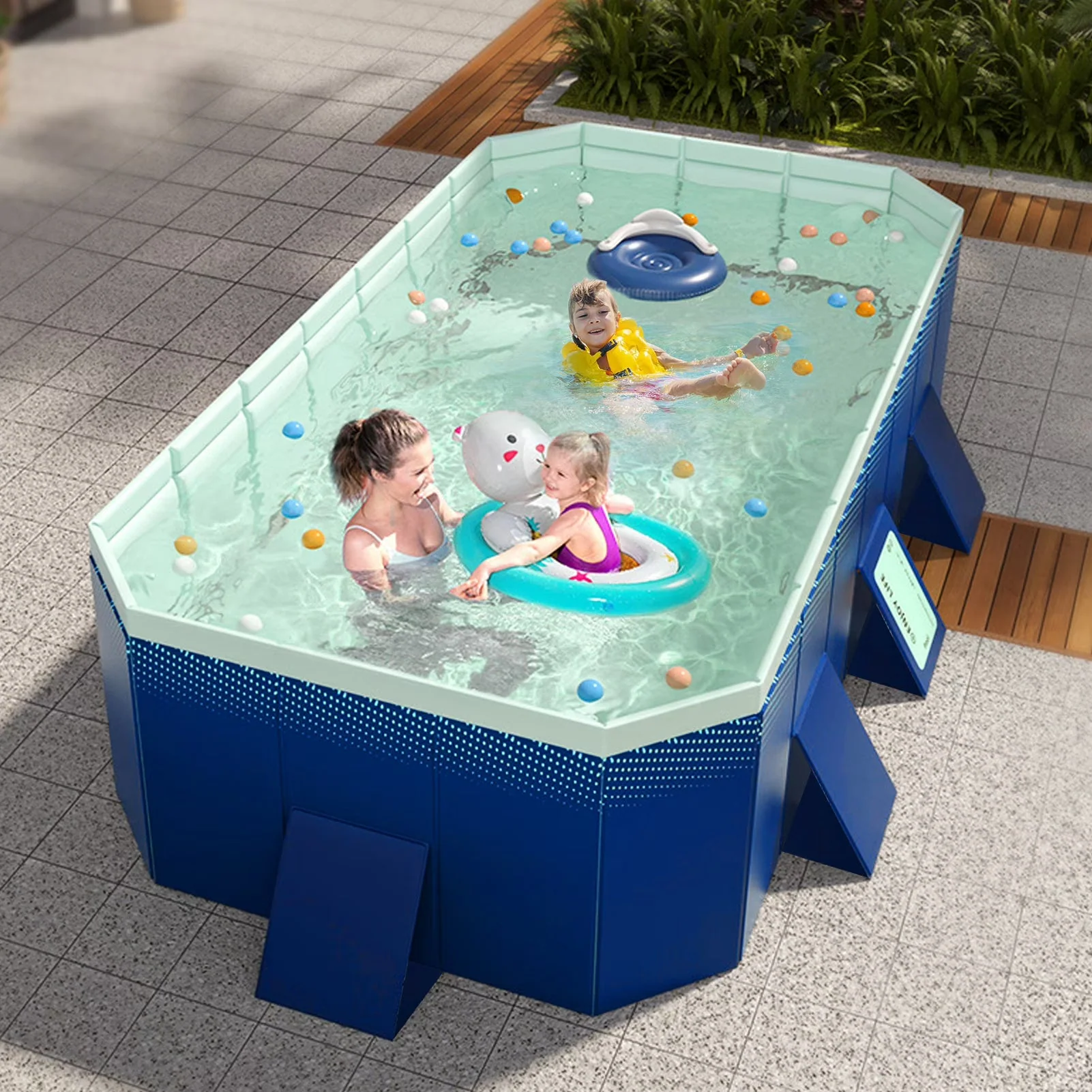 2026 Newmwptoo Foldable Swimming Pool, Installation-free Portable Kids Swimming Pool, Collapsible Inflatable-Free Large Pool, for Adult Puppy Garden Patio