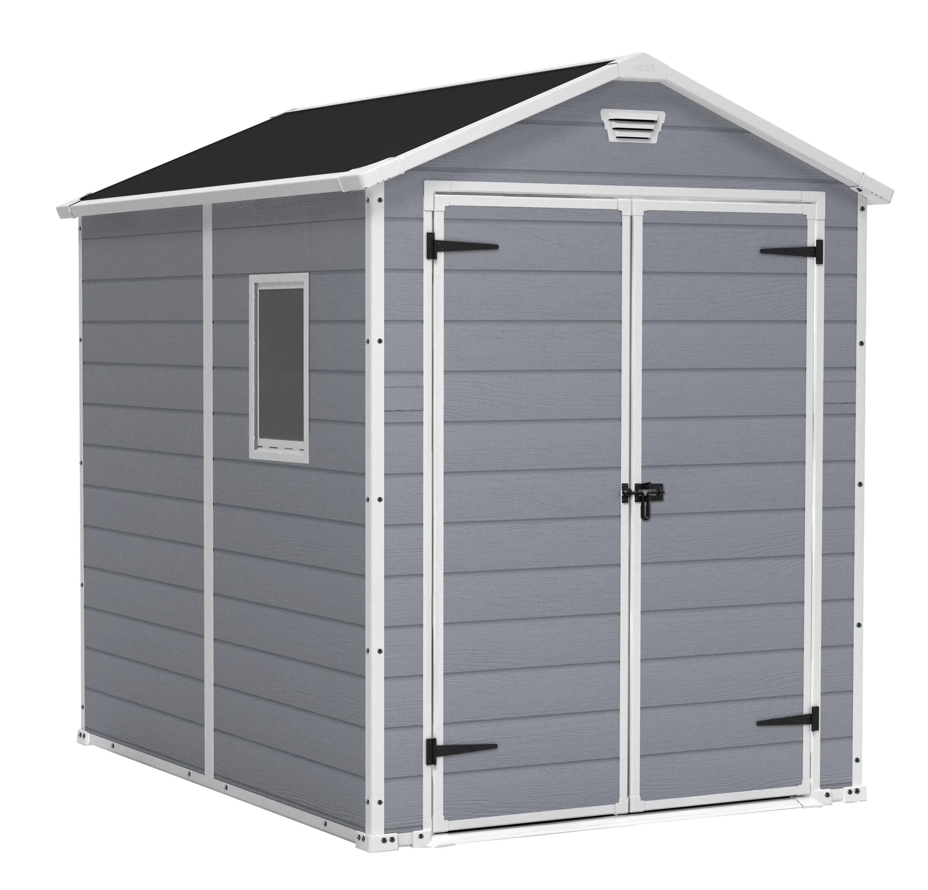 2026 NewKeter 213413 Manor DD 6 X 8 Foot All Weather Outdoor Storage Shed, Grey