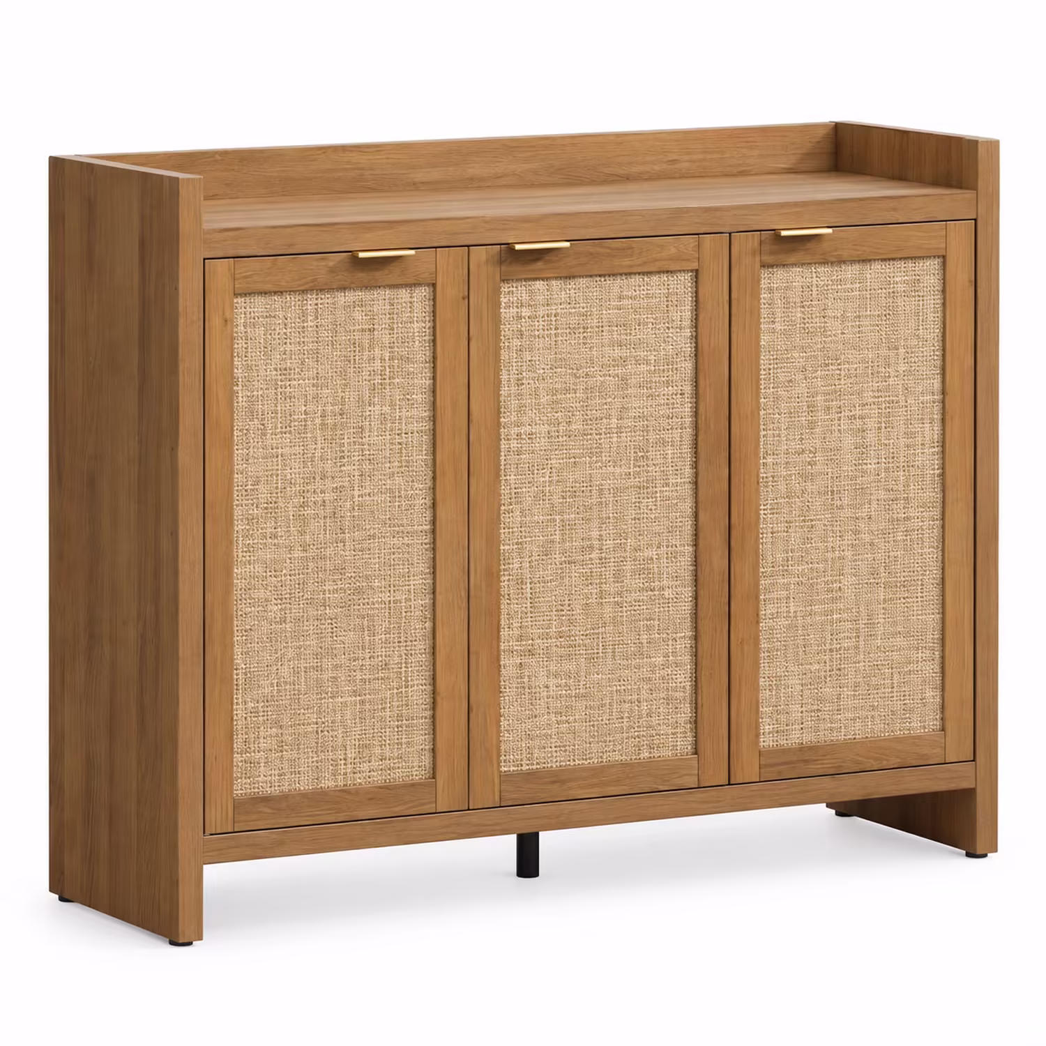 StylishGarments Rattan-Door Shoe Cabinet in Caramel Oak