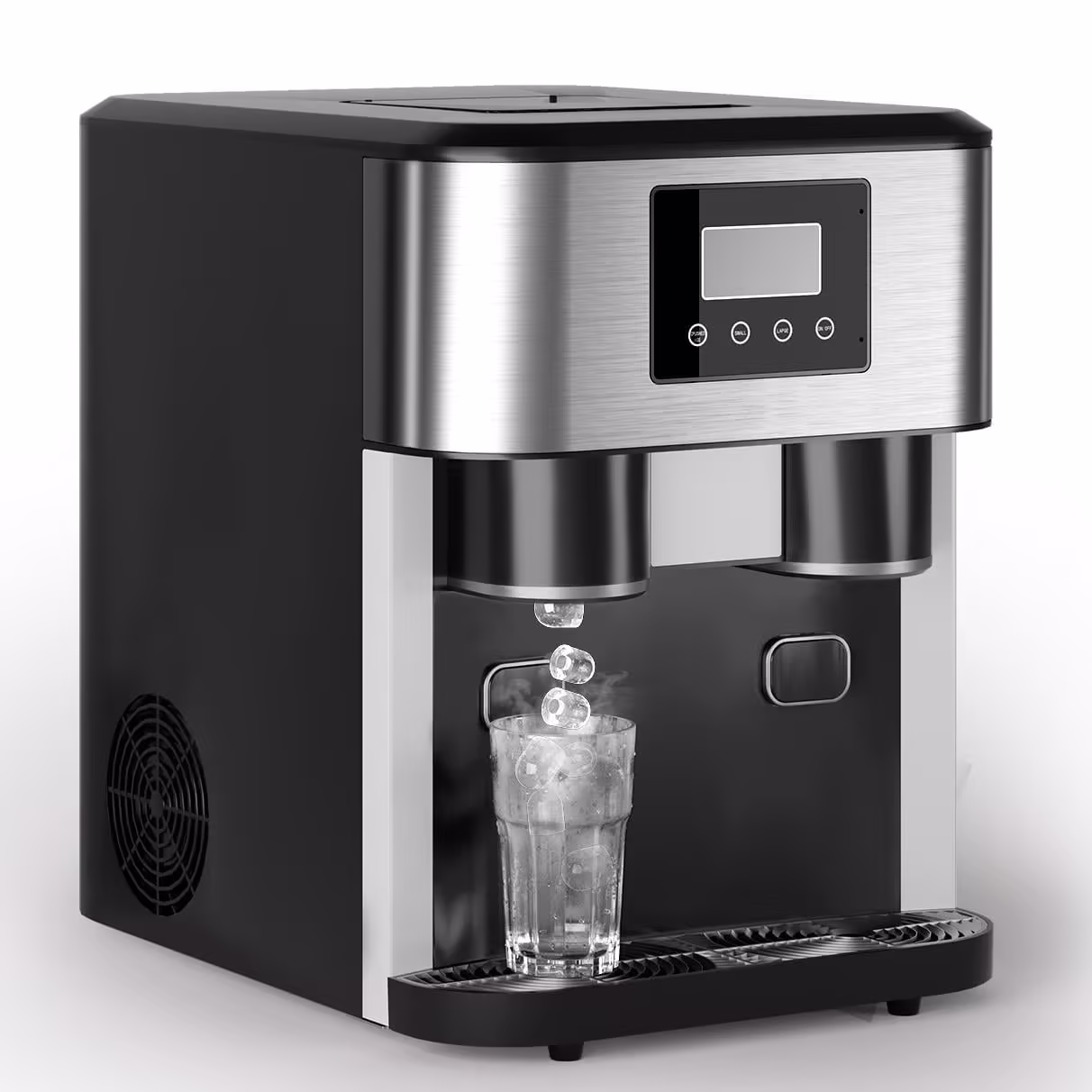 TABU 3 in 1 Ice Maker with Water Dispenser,40 lbs/24H,Ice Machine with Ice Crushing,Self Cleaning,Black