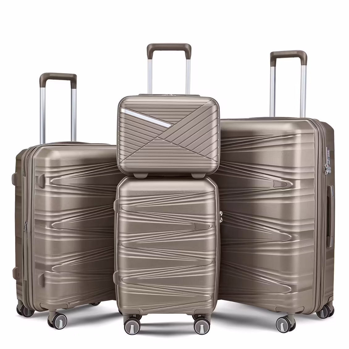 Luggage 4 Piece Sets(14/20/24/28), Hard Shell Lightweight TSA Lock Carry on Expandable Suitcase with Spinner Wheels Travel Set for Men Women, Champagne