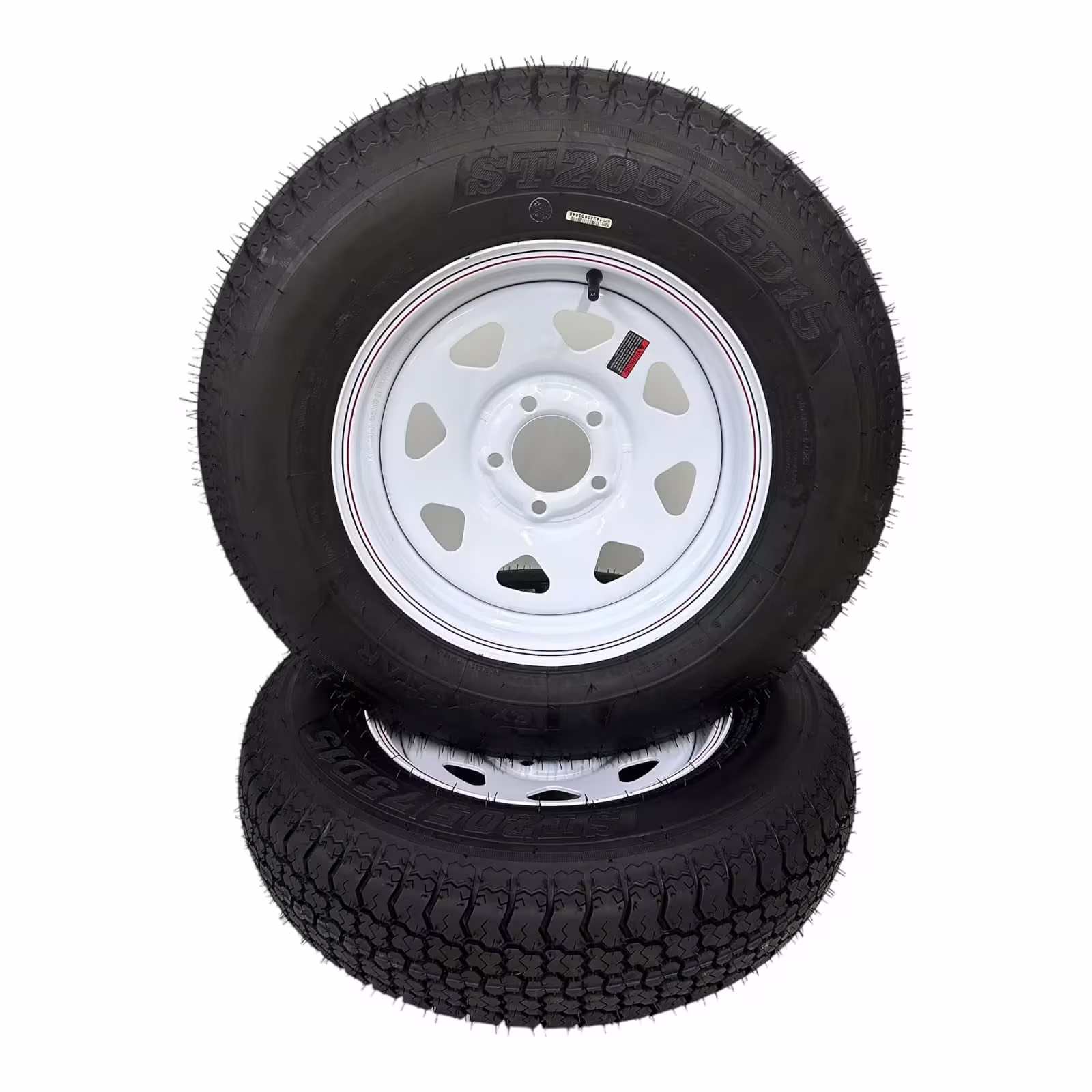 2-Pack Trailer Tire on Rim ST205/75D15 Tex Star LRC 6 Ply Bias 5 Lug White Spoke Wheel 5X4.5" Bolt Pattern