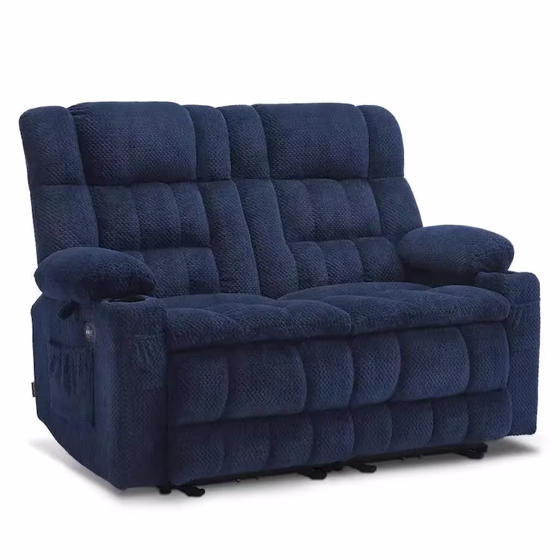 MCombo Power Loveseat Recliner, Electric Reclining Loveseat Sofa with Heat and Vibration, Cupholders, USB Charge Ports RS6314