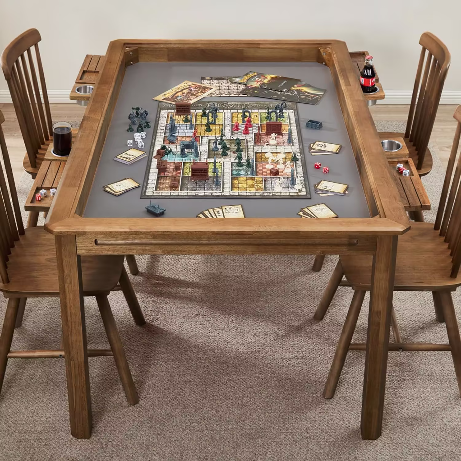 Board Game Table with Removable Top, Seats 4–6, 57"x33" Play Area