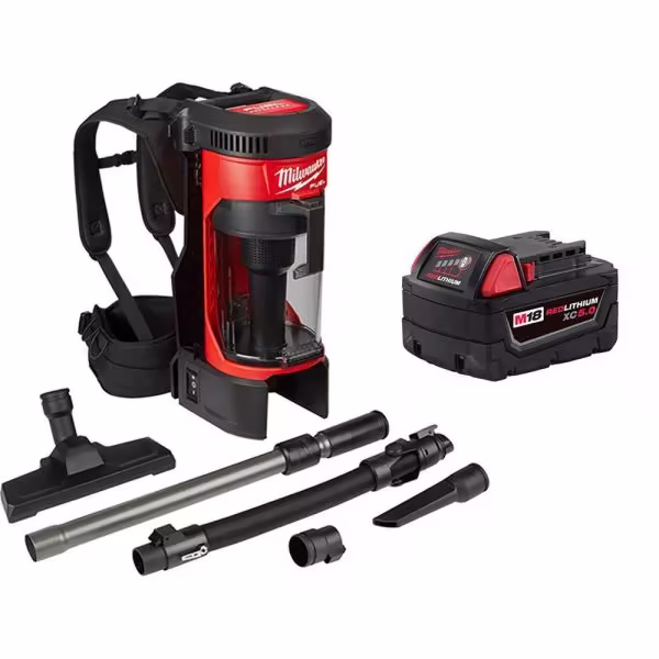 0885-20-48-11-1850 M18 FUEL 1 Gal. 18-Volt Lithium-Ion Brushless Cordless 3-in-1 Backpack Vacuum W/ 5.0Ah Battery