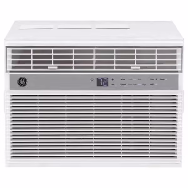 GE 10,000 BTU 115-Volt Window Air Conditioner with WiFi and Eco Mode for Medium Rooms, White, Ahwg10ba