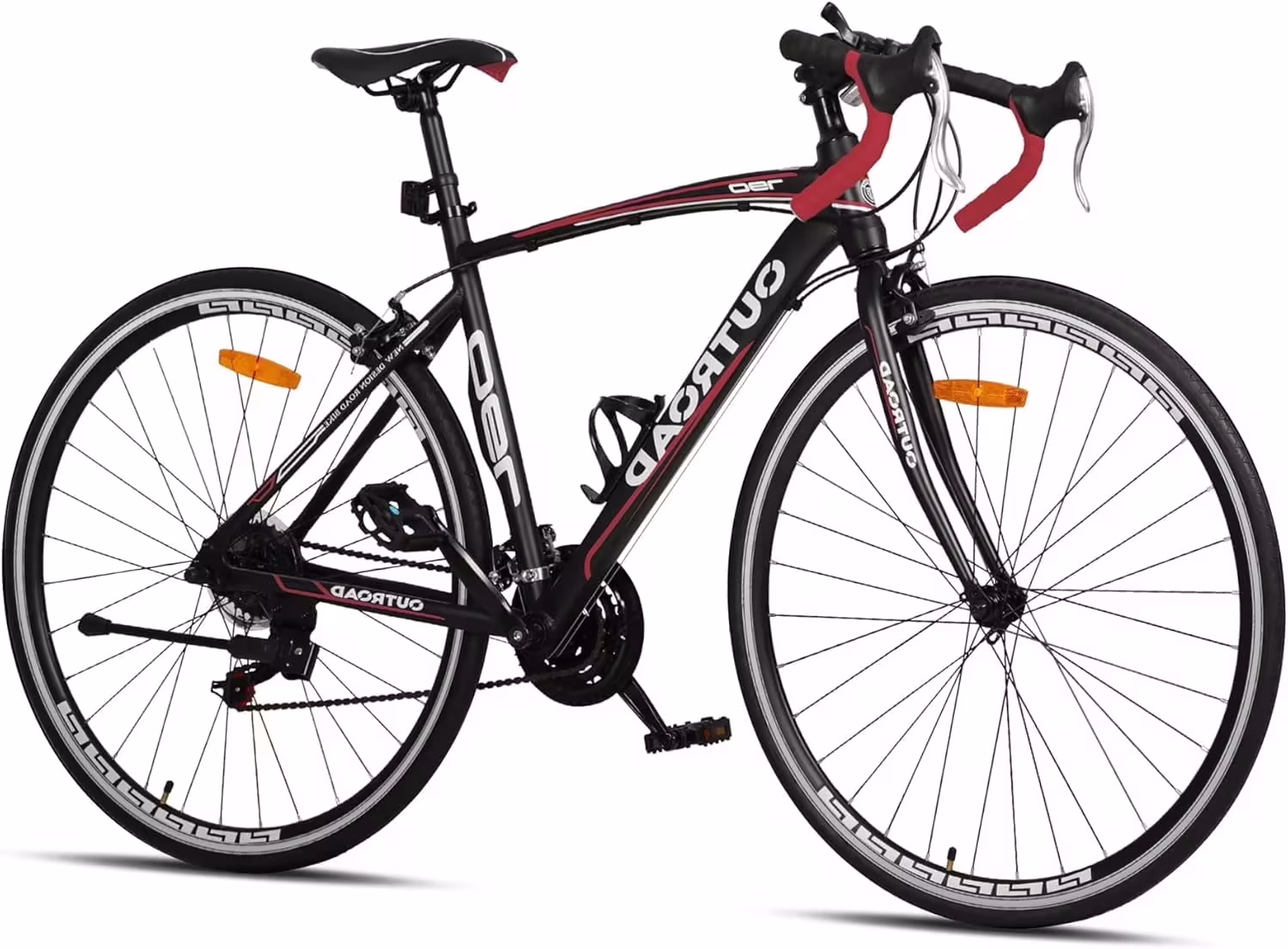 Marknig Road Bike, 21 Speed 700C Wheel with Light Aluminum Alloy Frame Commuter Bicycle with Dual Disc/V Brakes for Men and Women, Red