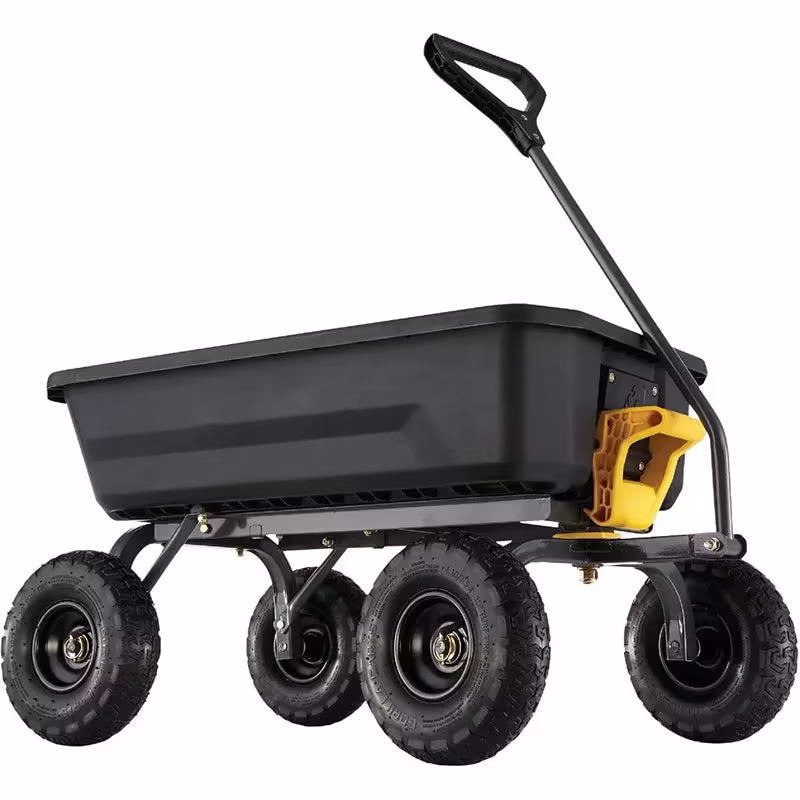 4GCG-NF 4 Cu. ft. Poly Garden Dump Cart with No-Flat Tires, Black ( Exclusive)