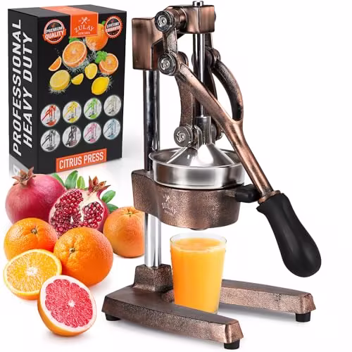 Zulay Kitchen Cast Iron Orange Juice Squeezer Heavy Duty, Easy to Clean, Professional Citrus Juicer Durable Stainless Steel Lemon Squeezer Sturdy Manual Citrus Press & Orange Squeezer (Copper): Home & Kitchen