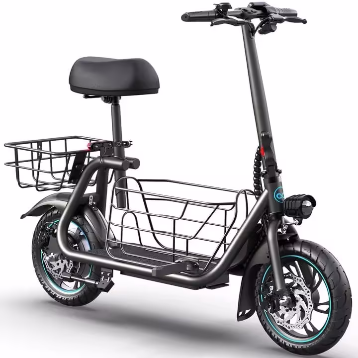Electric scooter for adults with large center basket