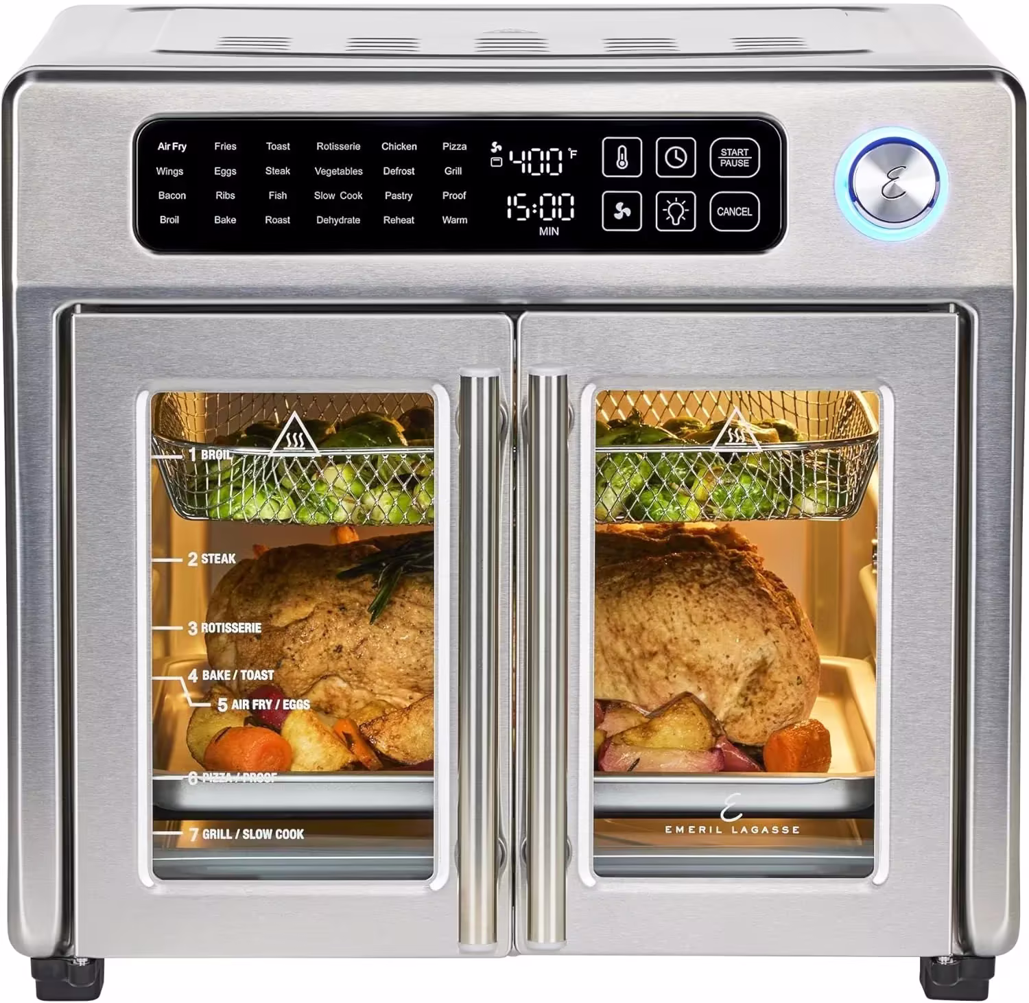 Emeril Lagasse Extra Large French Door Air Fryer Toaster Oven Combo, 24 Cooking Functions