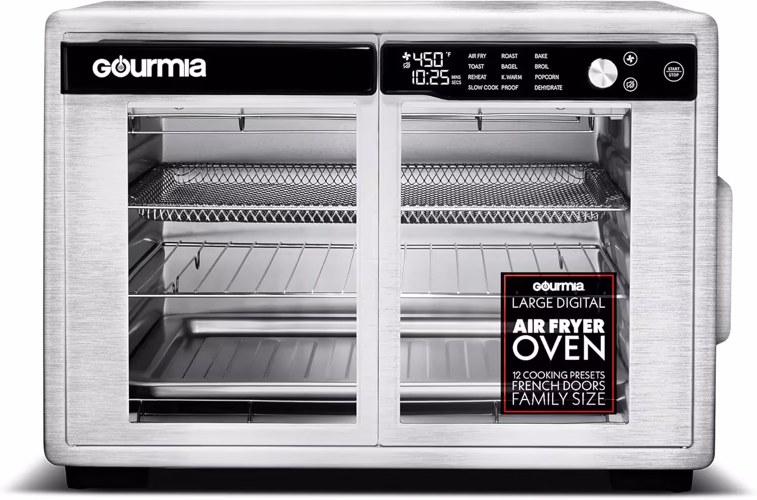 Gourmia French Door Air Fryer Oven - 37 Qt Large Capacity Convection Toaster Oven