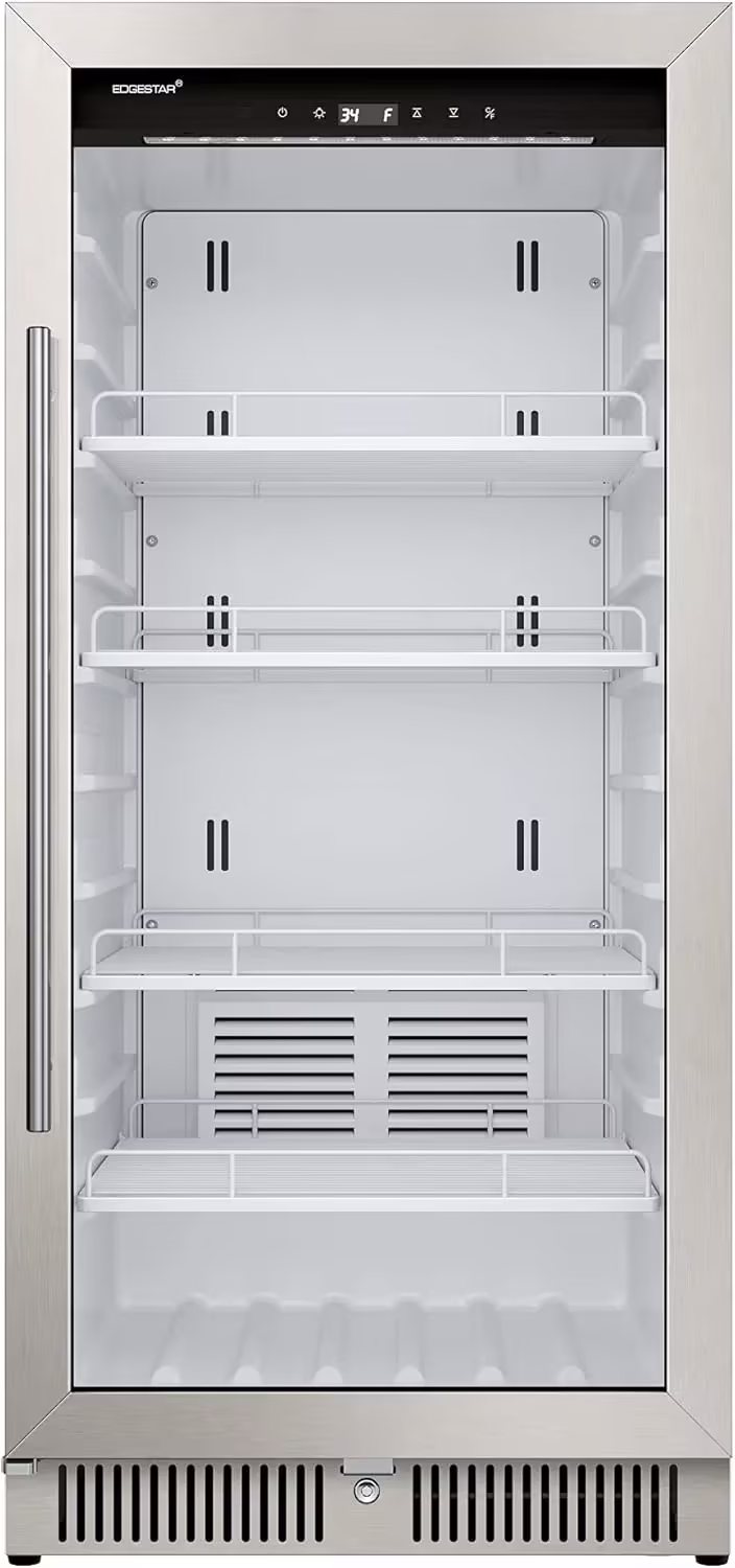22" Wide 10.1 Cu. Ft. Commercial Beverage Merchandiser – Stainless Steel, Temp Alarm, Reversible Door