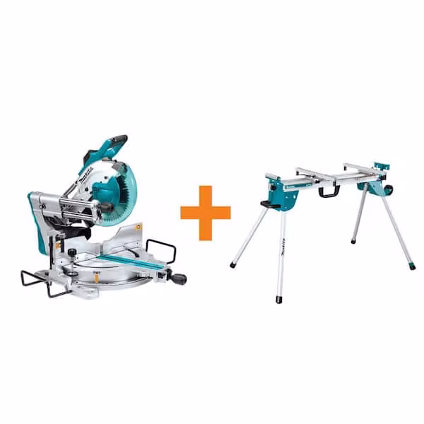 15 Amp 10 in. Dual Bevel Sliding Compound Miter Saw with Laser/Bonus Compact Folding Miter Saw Stand