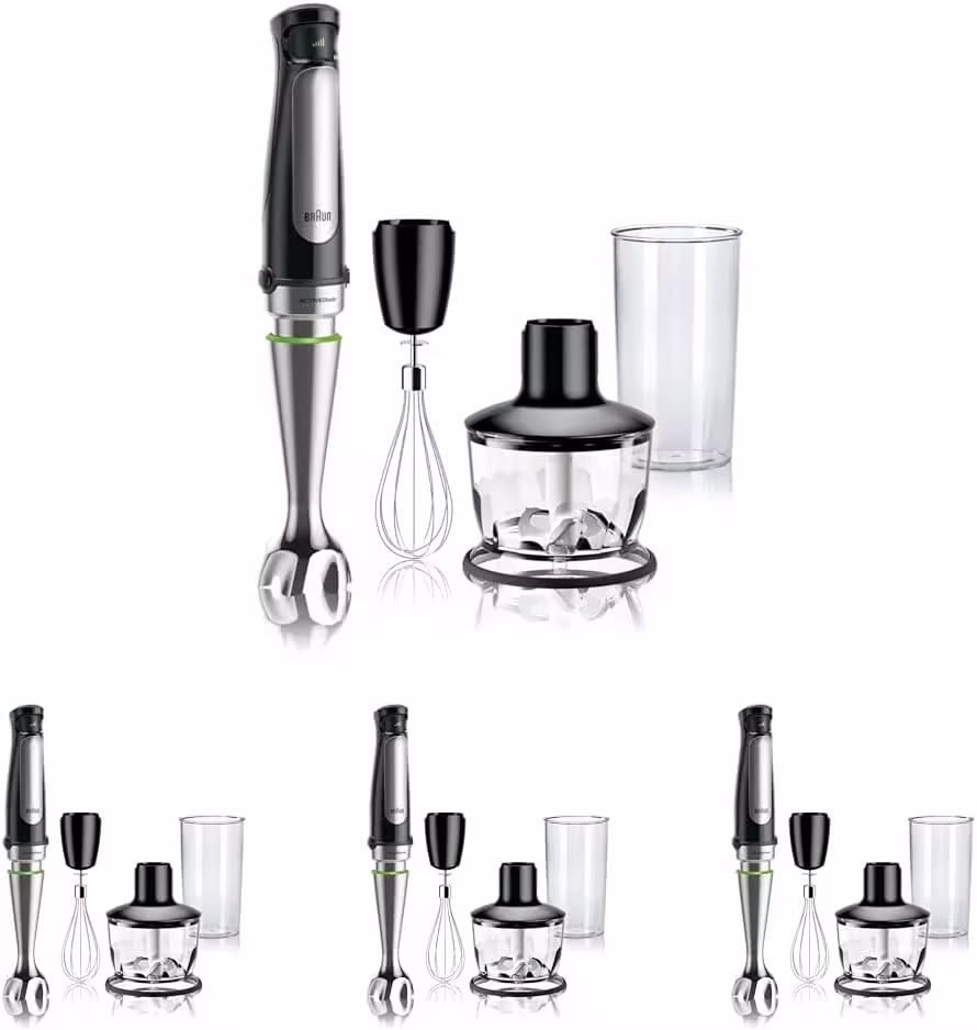 Braun MultiQuick 7 3-in-1 Immersion Blender with Food Processor –Powerful Handheld Electric Stick Blender - Emulsifier for Chopping, Beating & Whisking - Ideal for Soup, Puree, Smoothies & More