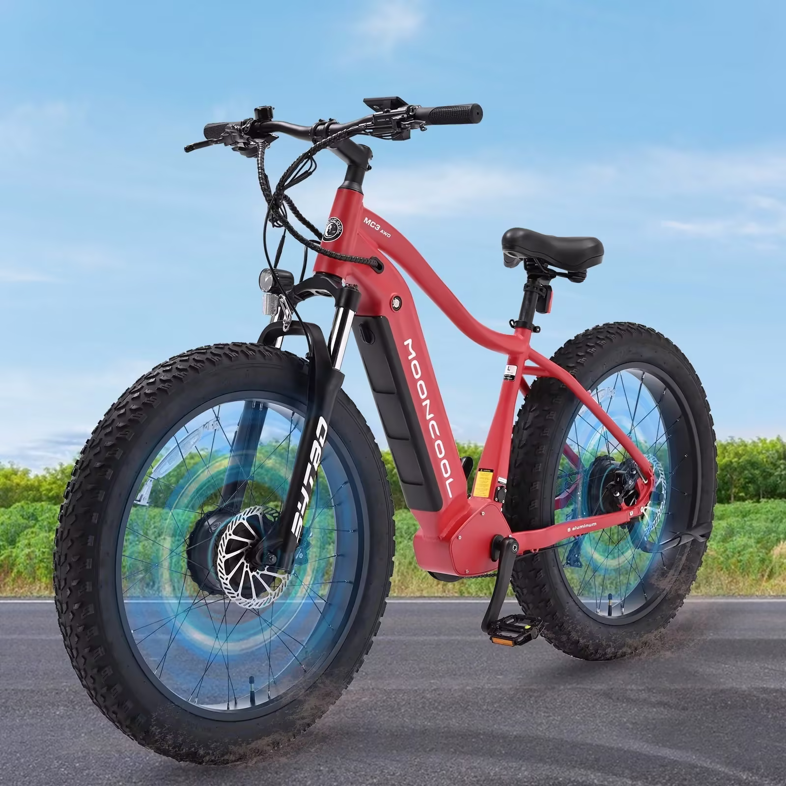 FICISOG 26" x 4" Adult Fat Tire Electric Bike , 500Wx2 Dual Motor AWD MTB, All Terrain Mountain Ebikes, 48V 15AH Removable Battery, 20MPH 7-Speed Electric Bicycle,Single Motor Range 30-45 Miles