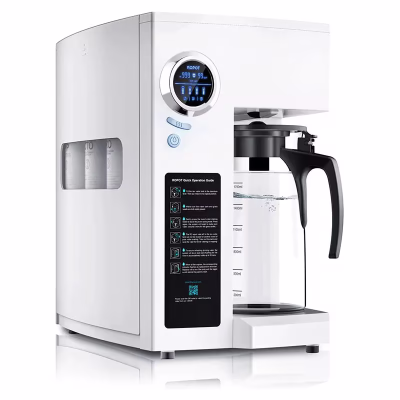 RO100ROPOT-UV Reverse Osmosis System Countertop Water Filter - 6 Stage Purification with UV and Remineralization, Counter RO Filtration, Portable Water Purifier