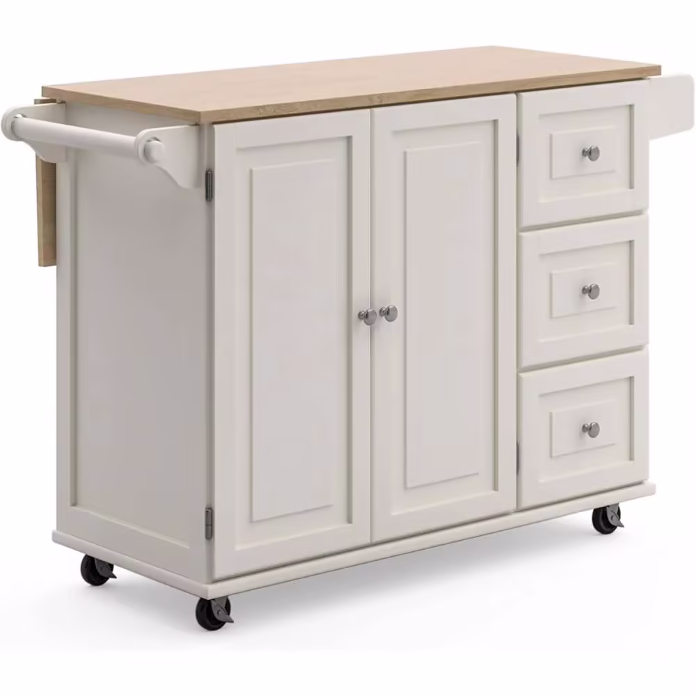Homestyles Dolly Madison Mobile Kitchen Island Cart, Drop Leaf Breakfast Bar