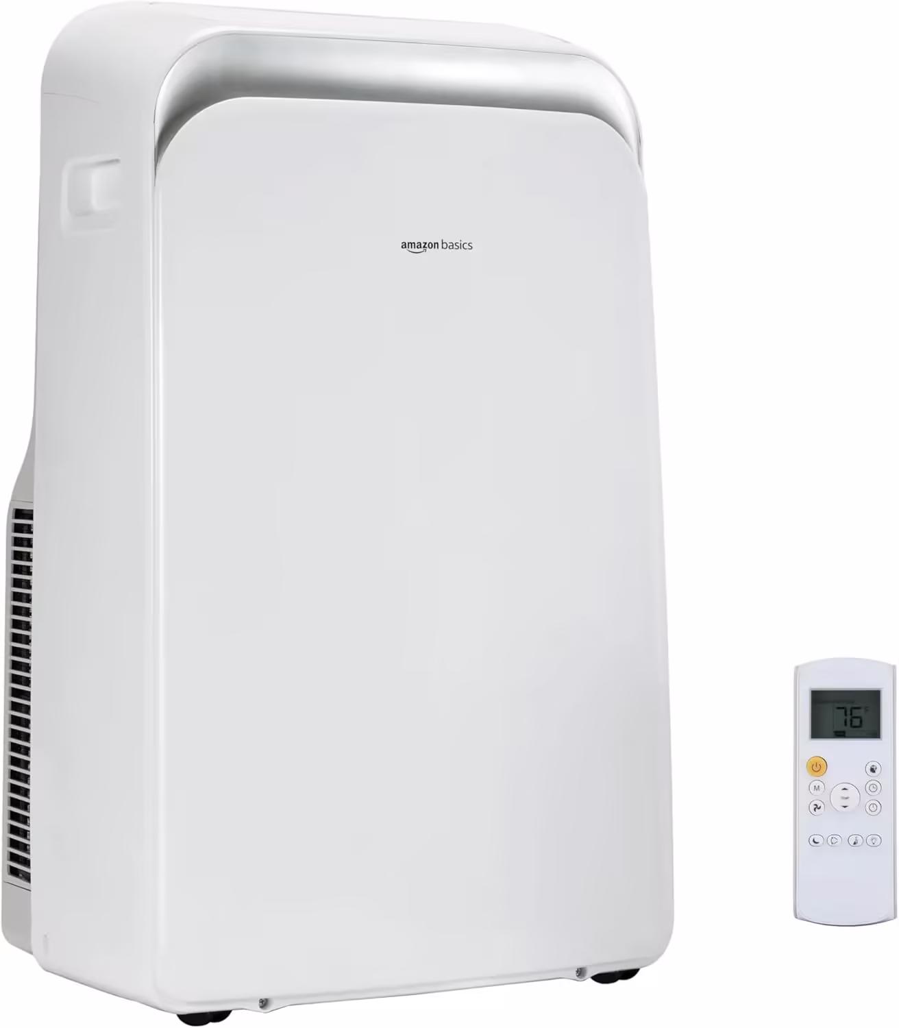 Amazon Basics 3-In-1 Portable Air Conditioner with Remote, Timer, Sleep Mode, Auto Swing, Dehumidifier, 10000 BTU (ASHRAE)/6000 BTU (SACC), Cools Bedroom Up to 450 Sqf, White