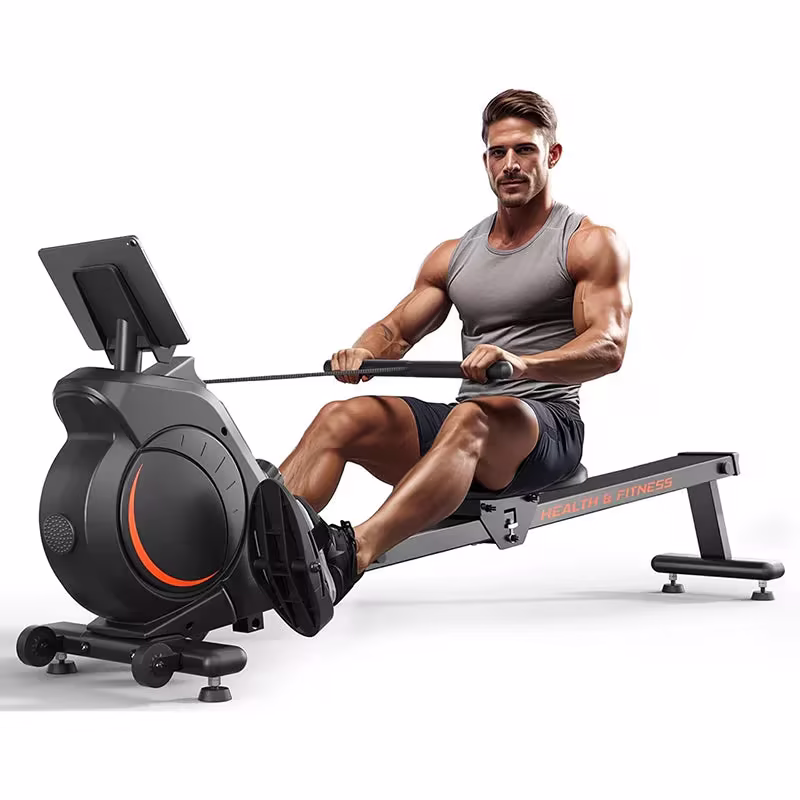 Magnetic/Water Rowing Machine 350 LB Weight Capacity - Foldable Rower for Home Use with Bluetooth, App Supported, Tablet Holder and Comfortable Seat Cushion