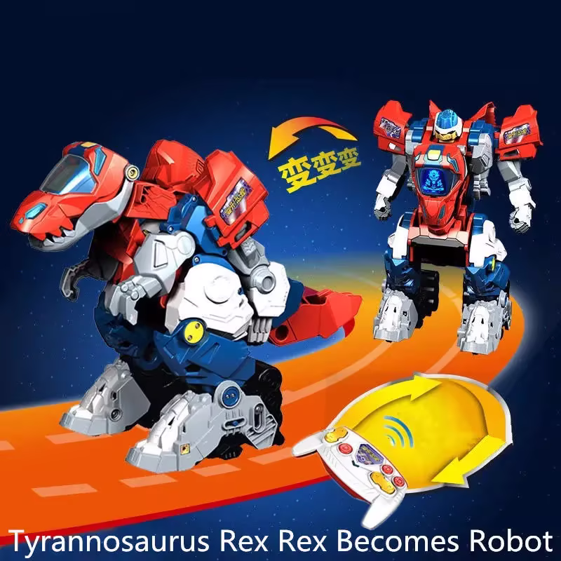 One-key Deformation Dinosaur Robot With Sound and Llight Music Dinosaur knowledge Remote Control Dinosaur RC Robot Toy Children