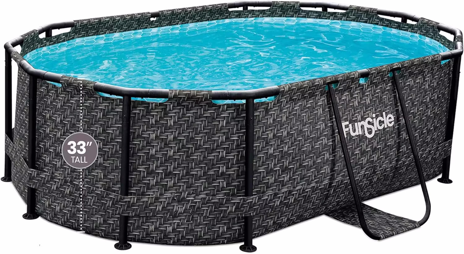 Funsicle 167 by 98 by 39.5 Inches Oasis Designer Oval Frame Outdoor Above Ground Swimming Pool Pool Set with Accessories, Dark Herringbone Gray
