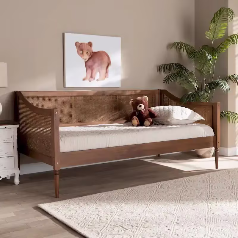 Ogden Mid-Century Modern Synthetic Rattan Daybed-Twin