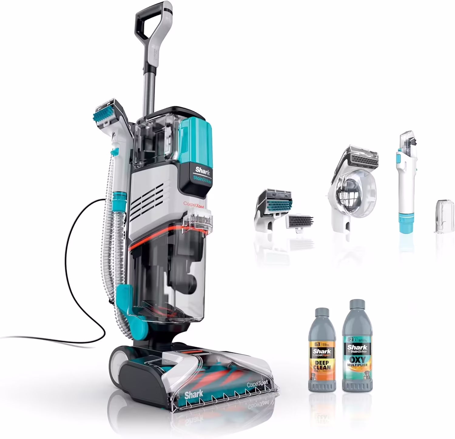 Shark CarpetXpert EX201 Carpet Cleaner, Cyan – Deep Cleaning with StainStriker, Perfect for Pets, Includes Spot & Stain Remover Tools
