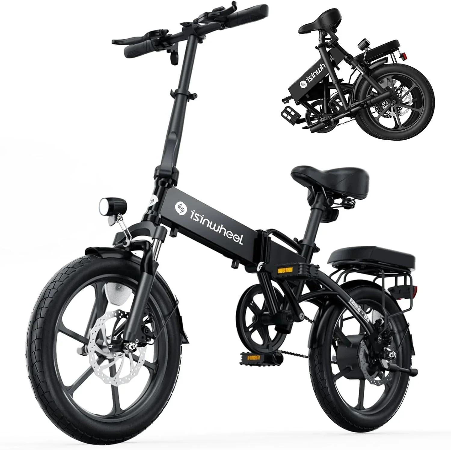 Electric Bike for Adults 500W Motor, 20 mph Folding Ebike, 14"/16"/20" Adults Electric Bicycles with Smart Uphill, 280.8Wh Battery, 25 Miles PAS Range, Mini E Bikes for Adults and Teens-isinwheel