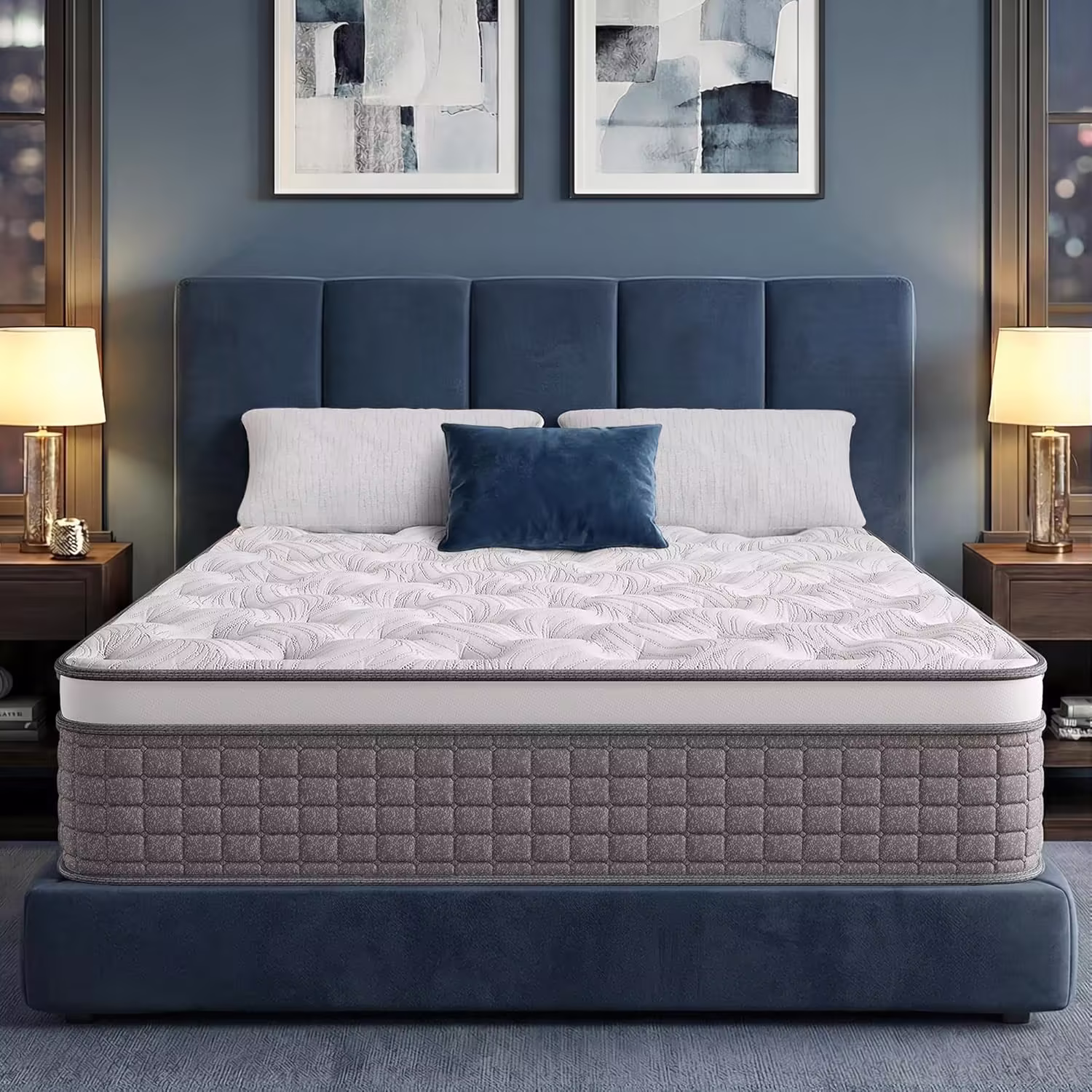 BedsPick King Size Mattress in A Box, 12 Inches Soft Hybrid Mattress with Memory Foam & Individually Wrapped Pocket Springs for Support, CertiPUR-US Certified, Fiberglass-Free, Pressure Relief