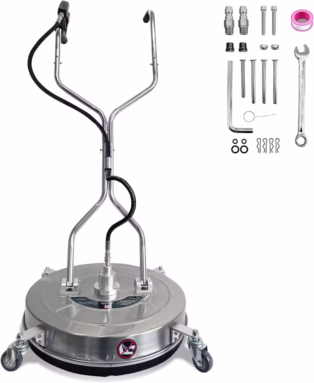 Garvee 24" Pressure Washer Surface Cleaner with Dual Handles - Stainless Steel, 4 - Wheel Design for Driveways