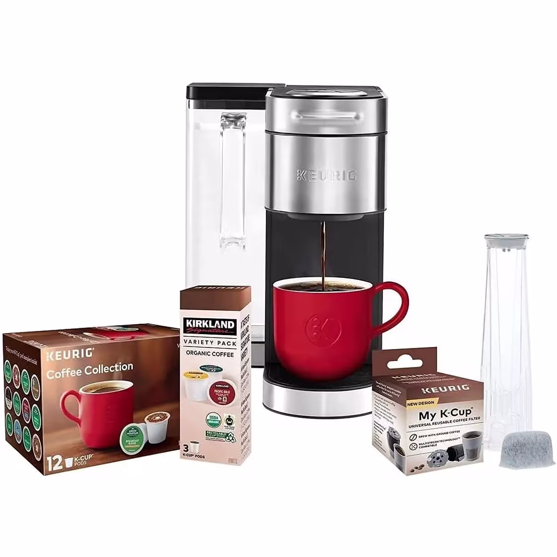 Keurig K Supreme Plus C Single Serve Coffee Maker with Multi stream Technology Incudes 15 K Cup Pods, Water Filter Handle, My K Cupu00ae Universal Reusable Coffee Filter