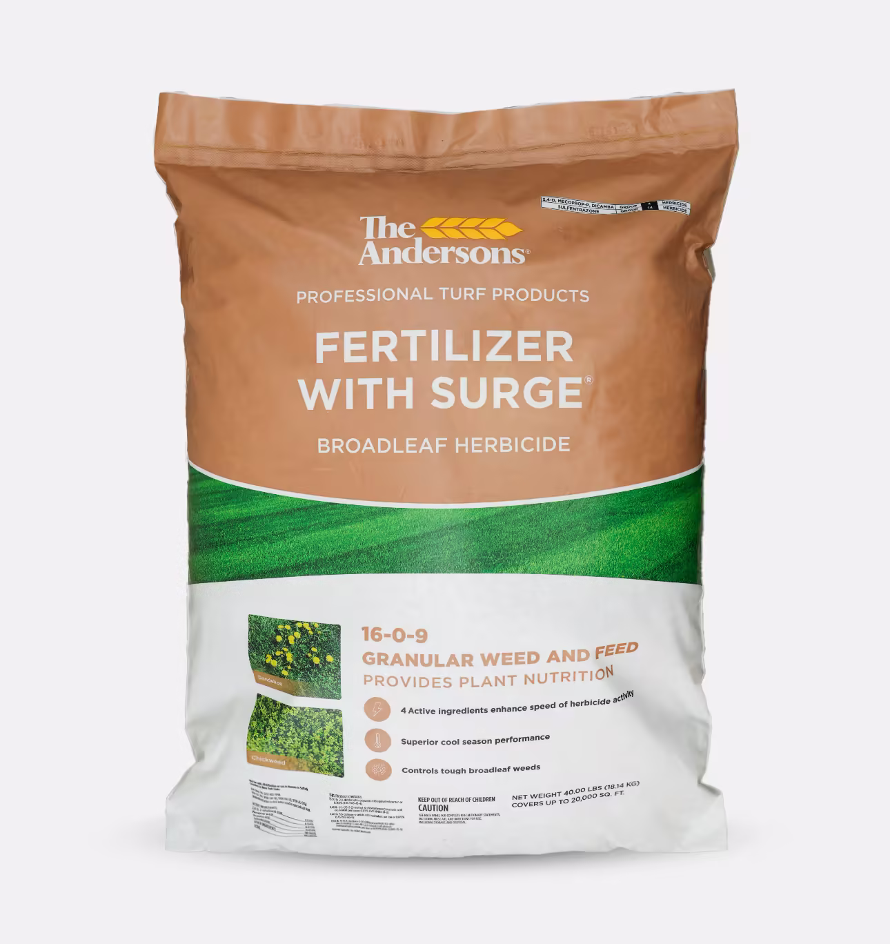 The Andersons Professional Surge Weed and Feed 16 - 0 - 9 Post - Emergent Weed Control and Fertilizer - Covers up to