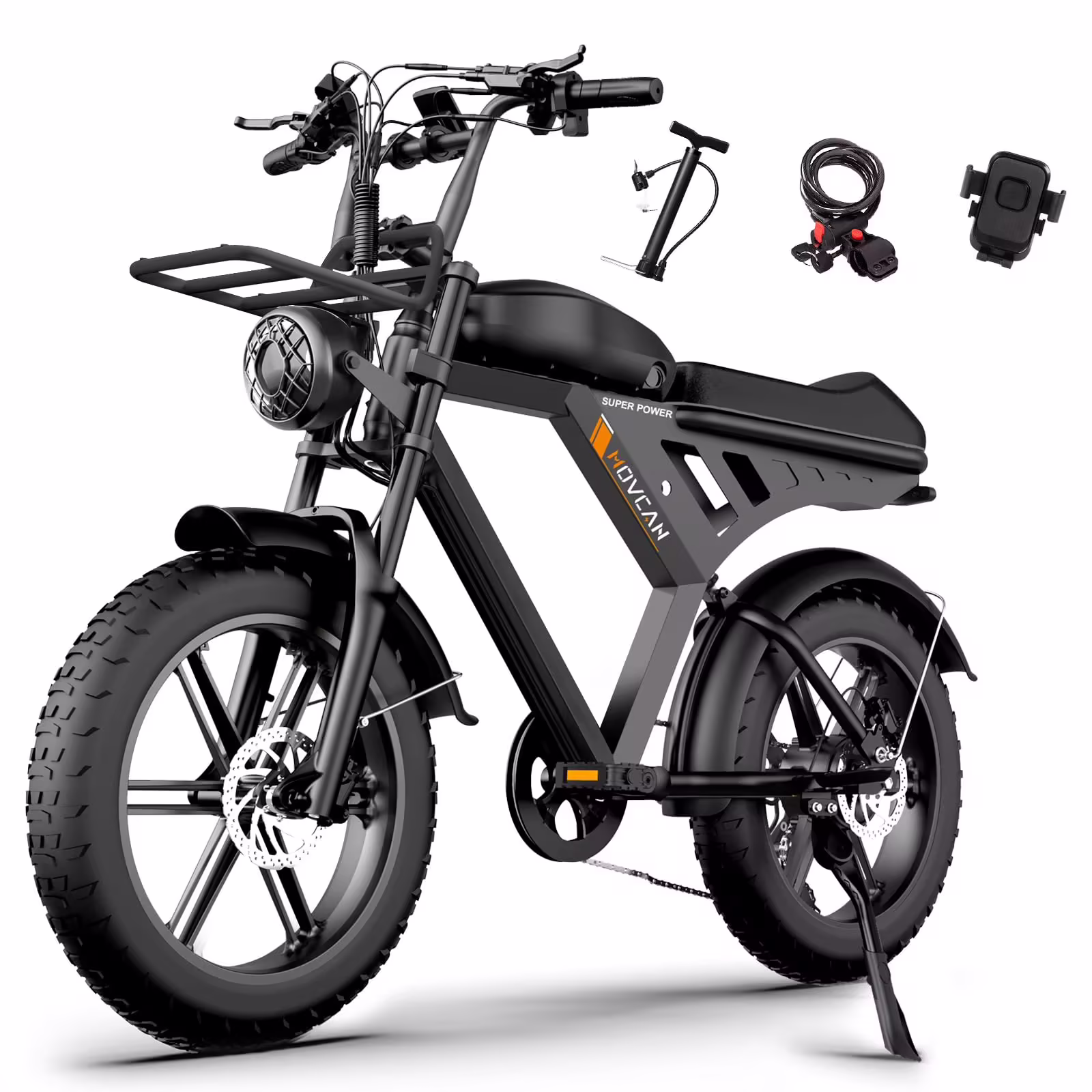 Movcan V30 Electric Bike for Adult, 1000W 20" Fat Tire 48V 15.6AH Removable Battery, 28MPH 7 - Speed Disc Brake Off