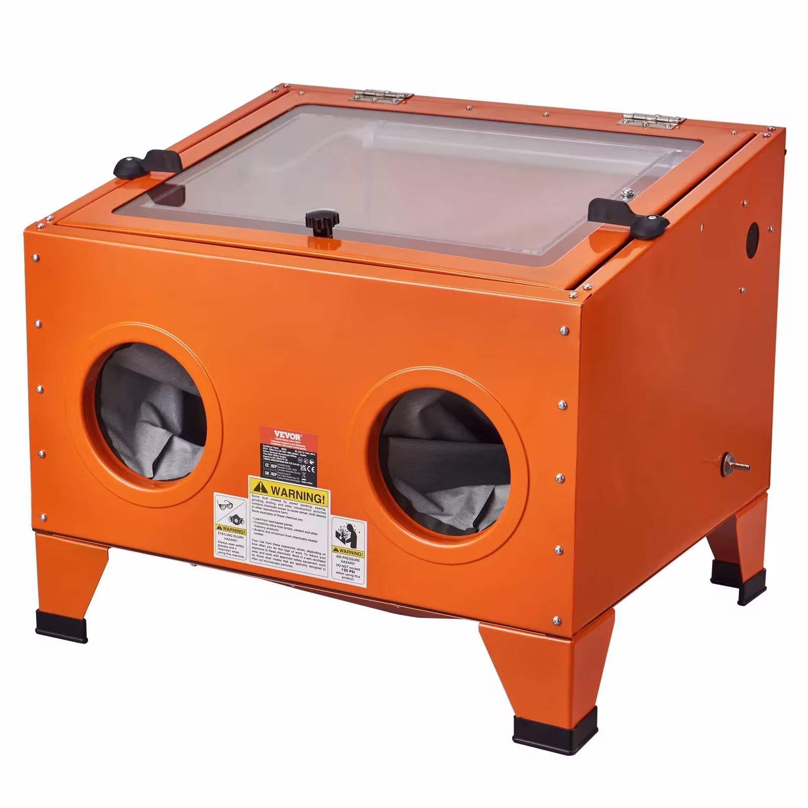 VEVOR 25-Gallon Benchtop Steel Sandblasting Cabinet, 40-120 PSI, Blasting Gun and 4 Ceramic Nozzles