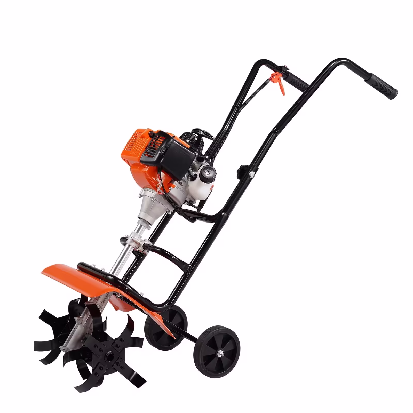 KFFKFF Tiller Cultivator, 31CC 4-Stroke Garden Tilling Machine, Cultivator with 4 Steel Modifiable Front Tines for Lawn, Garden and Field Tilling