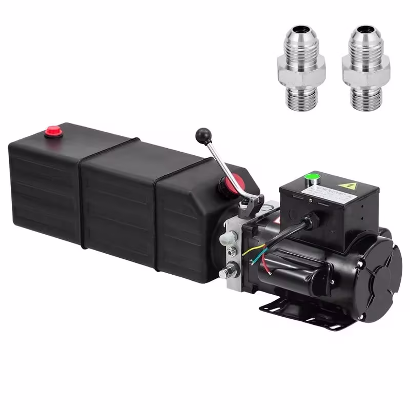 Hydraulic Power Unit 10 Quart Single Acting Hydraulic Pump Power Unit 220V AC, Hydraulic Pump with 10L Metal Reservoir for Dump Trailer Car Lifting