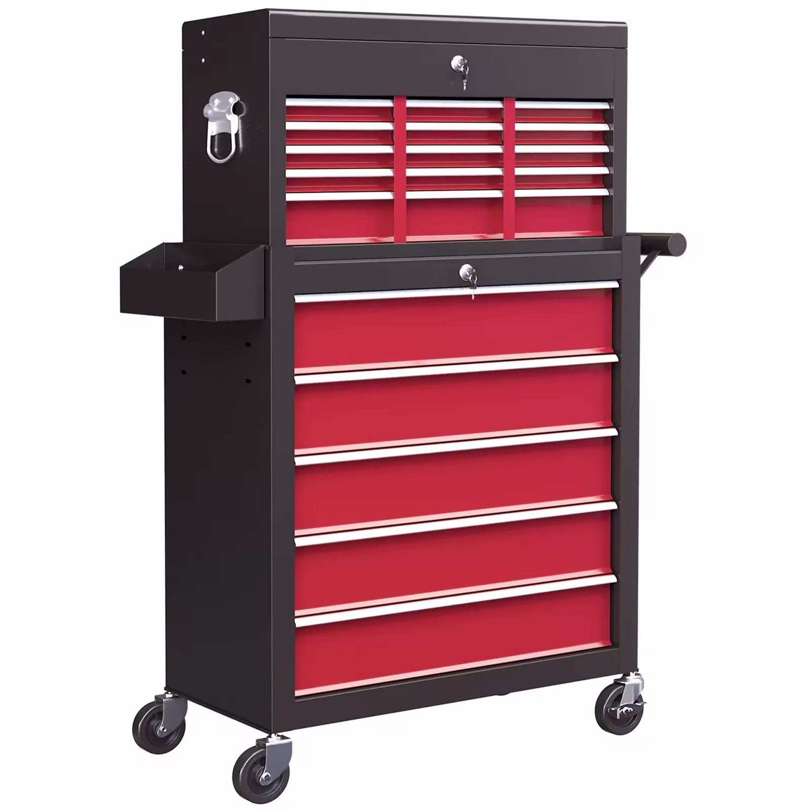 HOMCOM Rolling Tool Chest, Lockable Tool Storage Cabinet with 14 Drawers