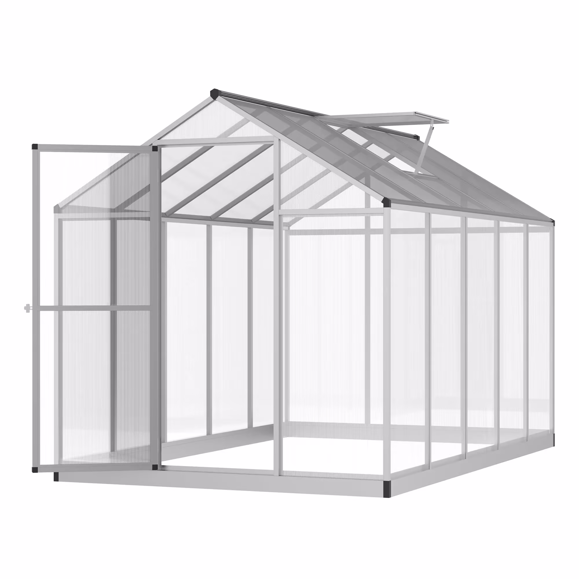 Outsunny 6' x 10' Walk-in Polycarbonate Greenhouse with Vent, Aluminum