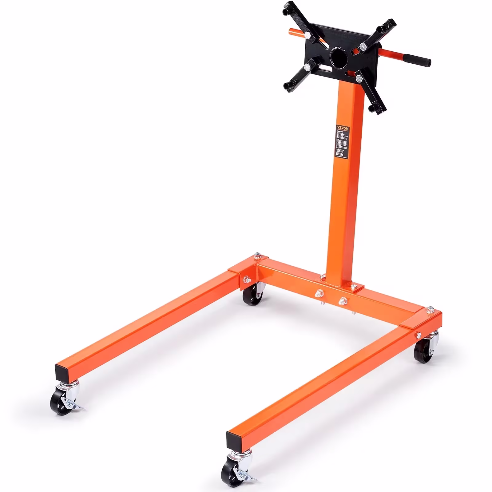 VEVOR 1300 lb Rotating Engine Stand, 360-Degree Adjustable Head, Steel Frame, Tray, 4 Casters and 4 Adjustable Arms