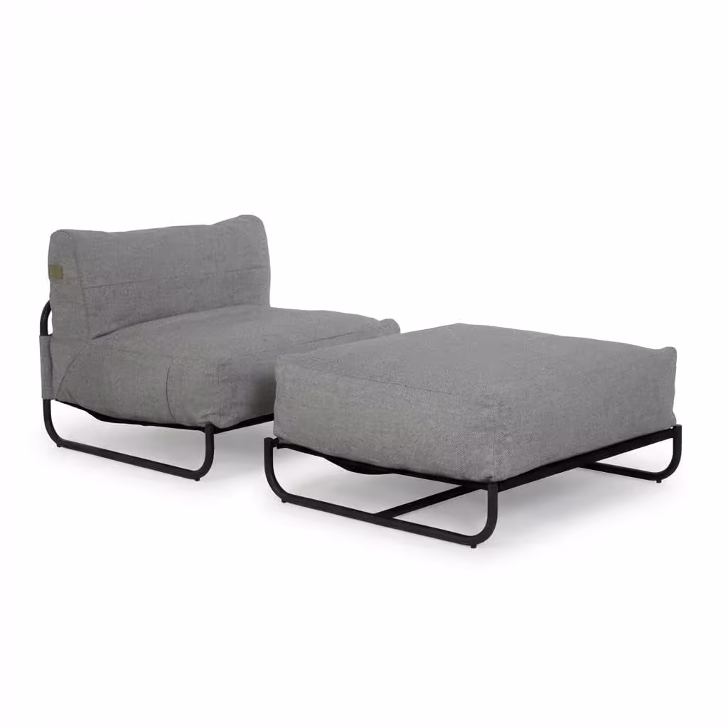 Towallmark Chaise Lounge Chair Set, Outdoor Patio Lounge Chair with Ottoman, Cloud Comfort Lounge Set for Poolside/Patio/Backyard, Light Gray