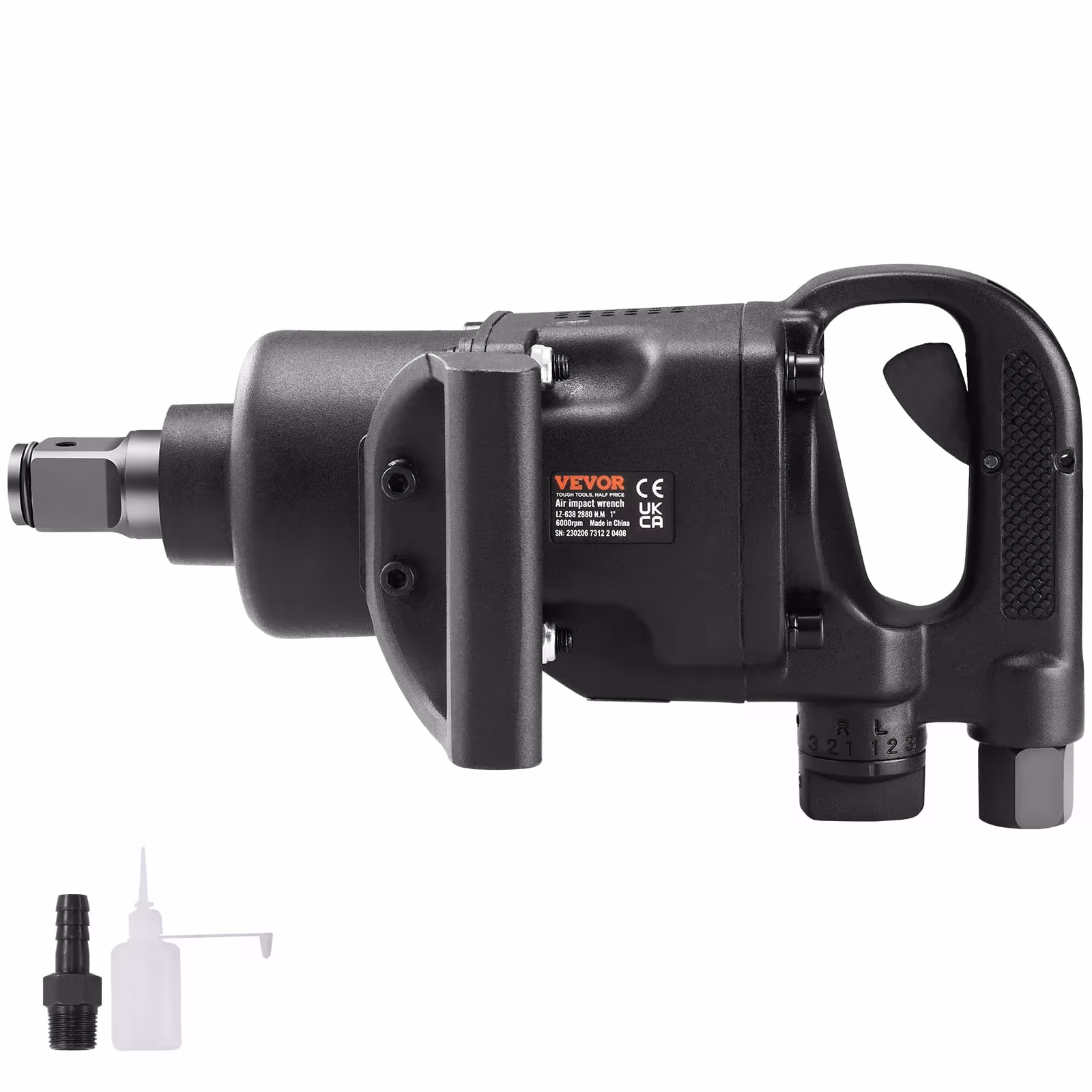 VEVOR 1-Inch Air Impact Wrench, 2730 ft-lb Max Reverse Torque, Lightweight Pneumatic Impact Gun with 2 Handles