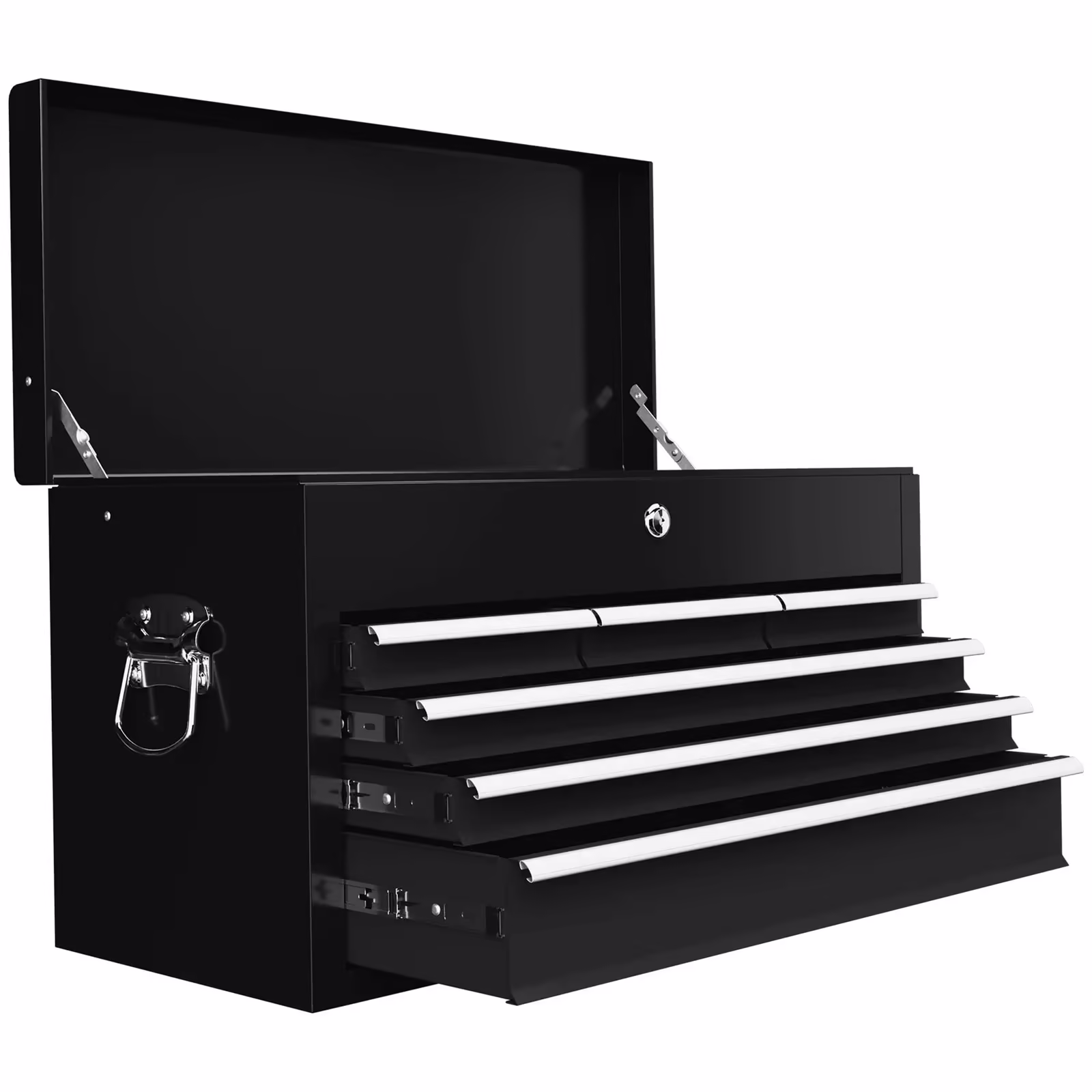 6 Drawer 24" Portable Tool Box with Top Case, Ball Bearing Slides, Metal Tool Chest for Garage, Household and Warehouse