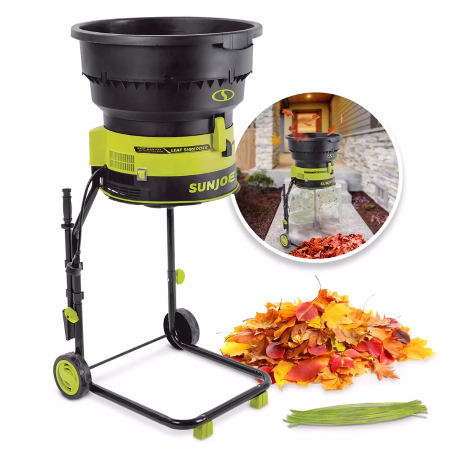 Sun Joe 15-AMP 17:1 Reduction Ratio Electric Leaf Mulcher/Shredder, 55-Gal/Min. Capacity