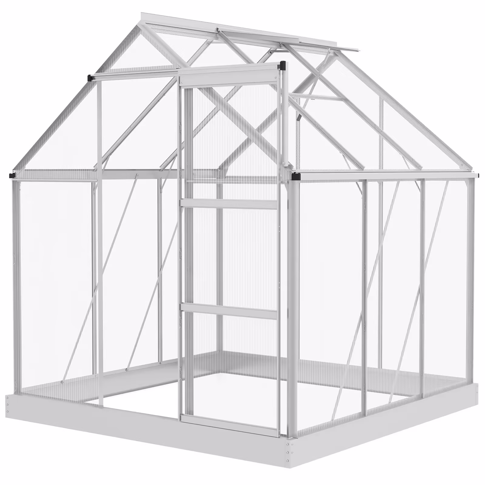 Outsunny 6' x 6' Walk-In Polycarbonate Greenhouse with Foundation Window